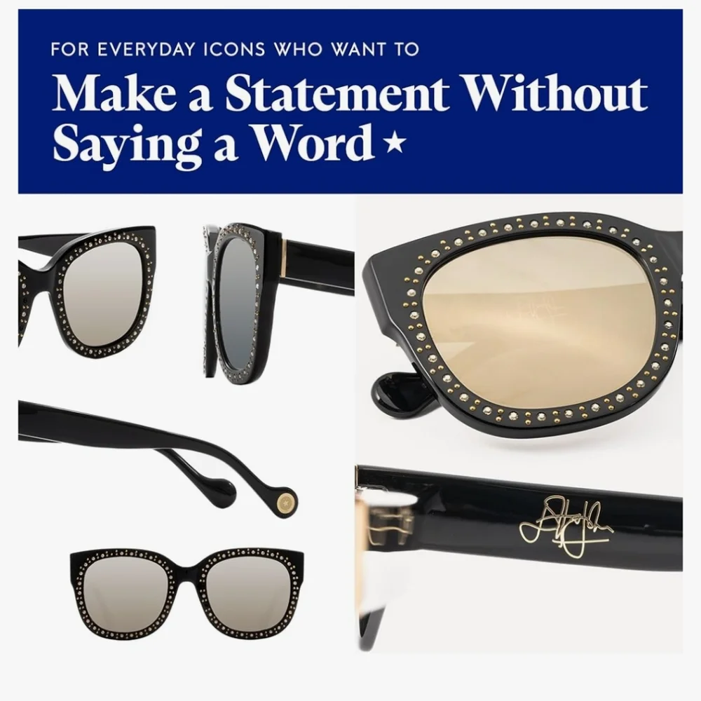 Elton john legend black studded polarized oversized acetate sunglasses